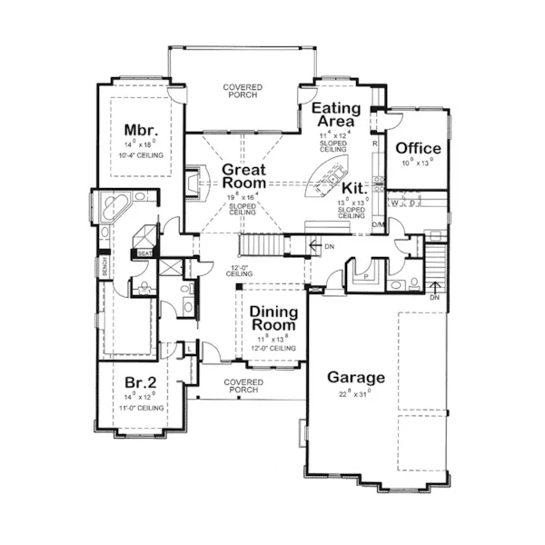 Arts & Crafts House Plan First Floor - Worthington Park European Home 026D-1715 - Shop House Plans and More