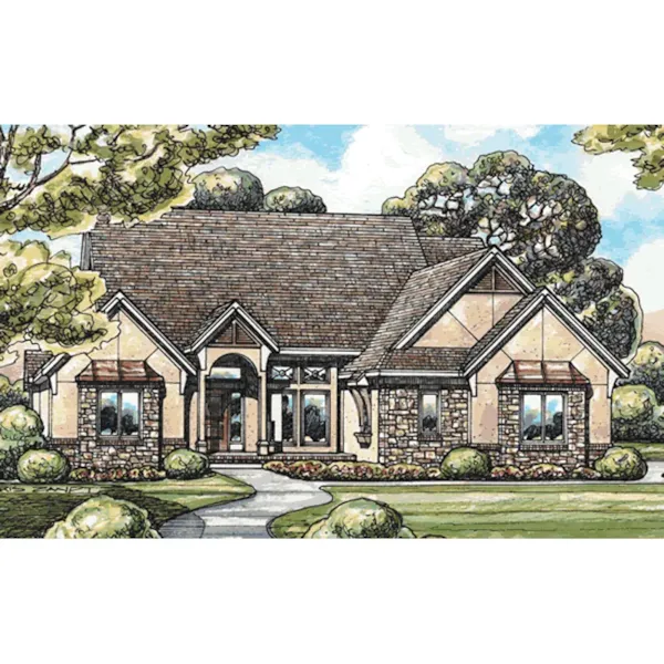 Arts & Crafts House Plan Front Photo 01 - Worthington Park European Home 026D-1715 - Shop House Plans and More