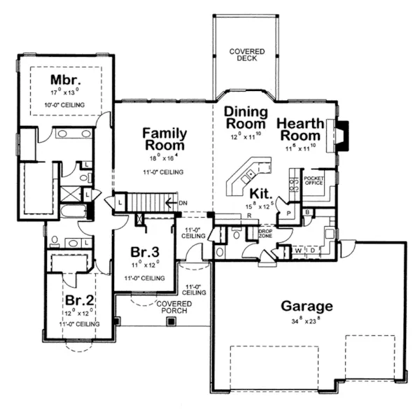 Traditional House Plan First Floor - Rowley Ranch Home 026D-1719 - Shop House Plans and More