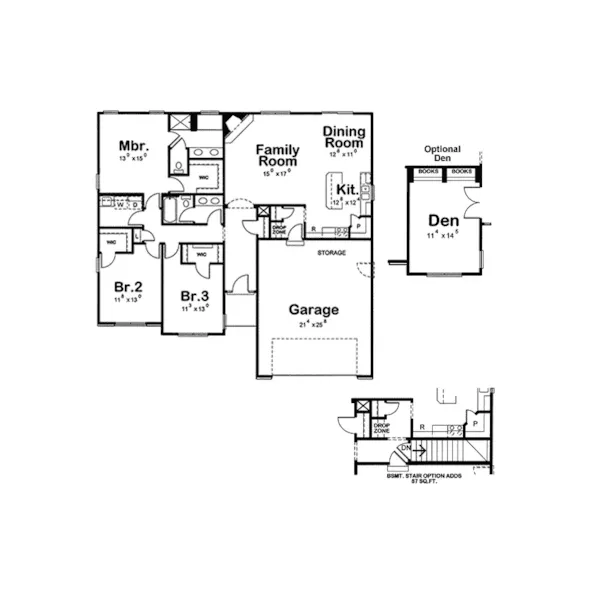 Ranch House Plan First Floor - Deloit Ranch Home 026D-1729 - Search House Plans and More