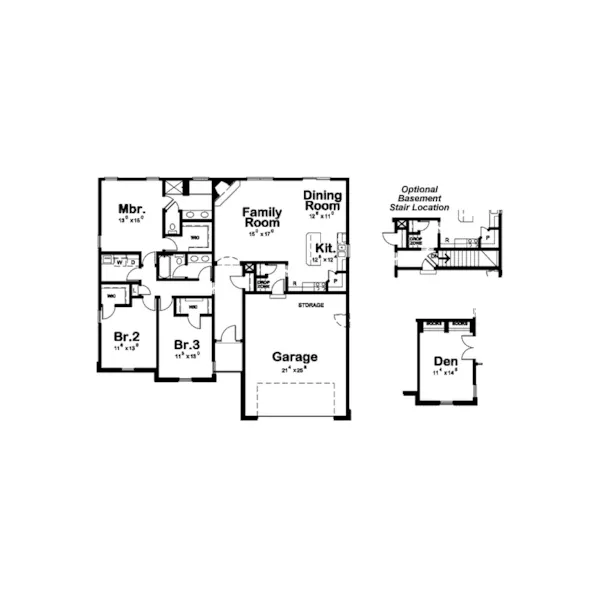 Sunbelt House Plan First Floor - Charter Oak Ranch Home 026D-1730 - Search House Plans and More