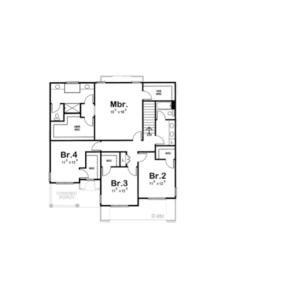 Traditional House Plan Second Floor - Scotch Farm Southern Home 026D-1733 - Shop House Plans and More