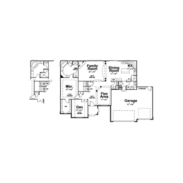 Traditional House Plan First Floor - Parnell Traditional Home 026D-1738 - Shop House Plans and More