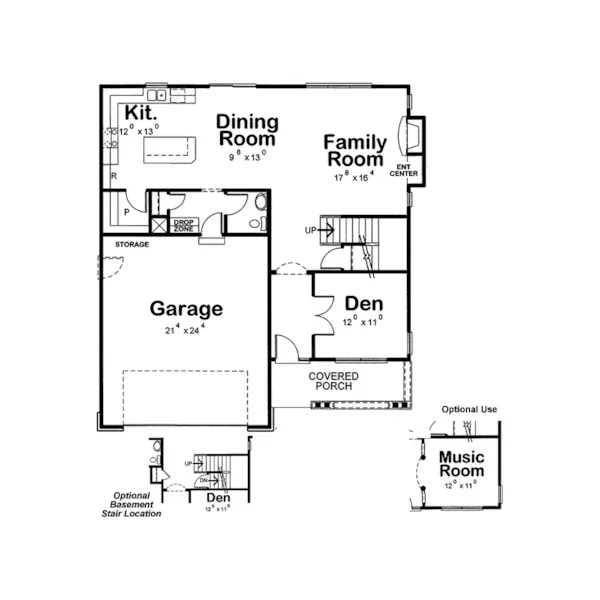 Craftsman House Plan First Floor - Bentley Ridge Craftsman Home 026D-1739 - Search House Plans and More