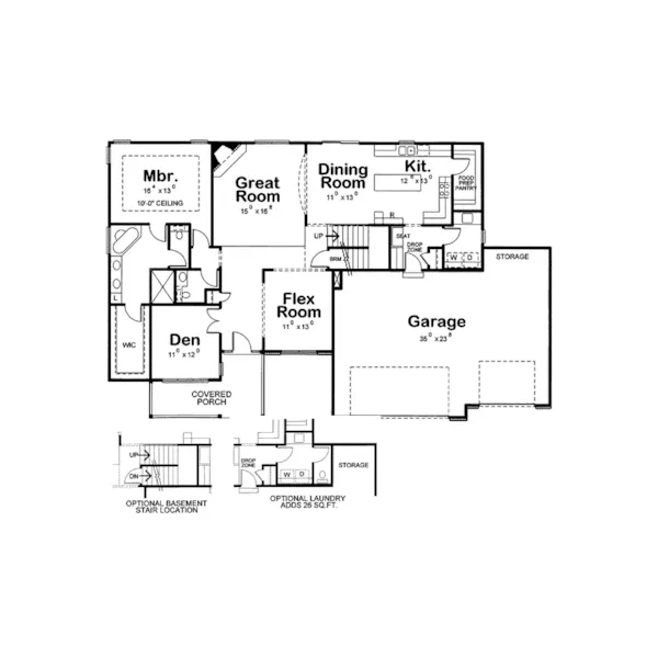 Bungalow House Plan First Floor - Rawlings Country Home 026D-1751 - Shop House Plans and More