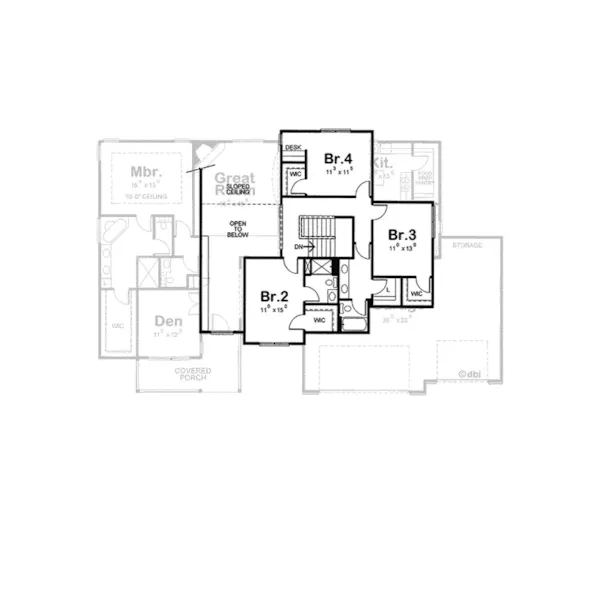 Bungalow House Plan Second Floor - Rawlings Country Home 026D-1751 - Shop House Plans and More