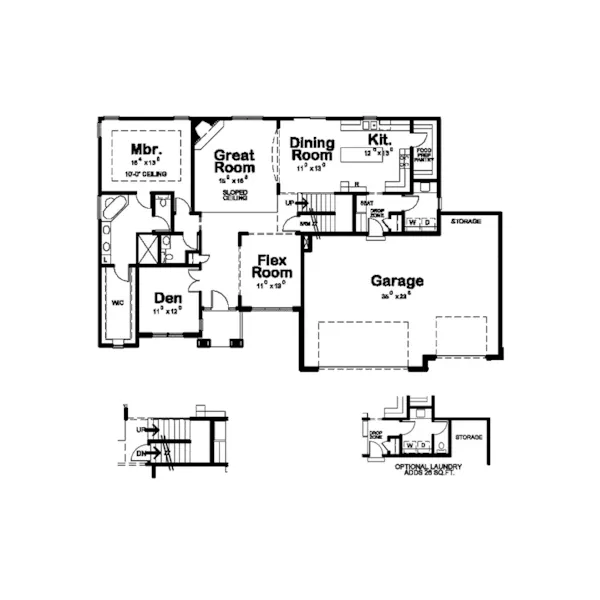 Arts & Crafts House Plan First Floor - Woodruff Craftsman Home 026D-1752 - Shop House Plans and More