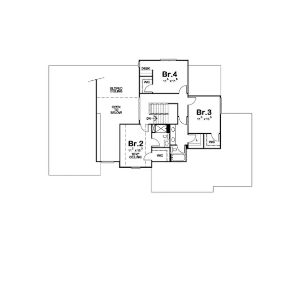 Arts & Crafts House Plan Second Floor - Woodruff Craftsman Home 026D-1752 - Shop House Plans and More