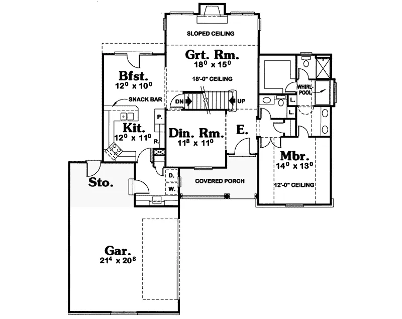 Traditional House Plan First Floor - Flatwood Country Home 026D-1776 - Search House Plans and More