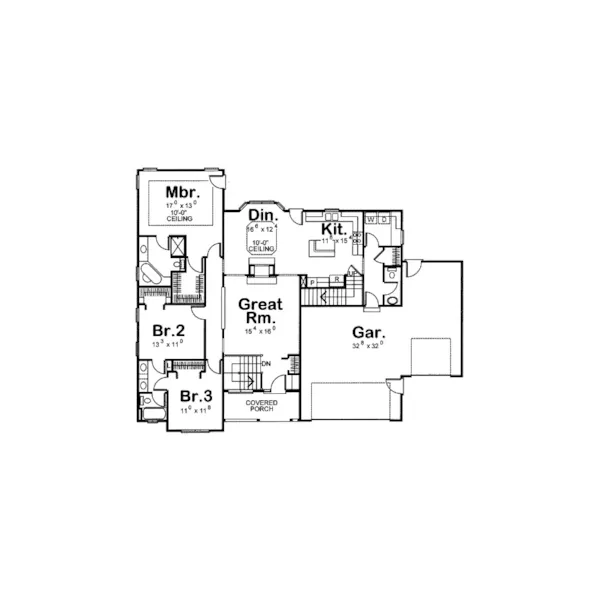 Country House Plan First Floor - Brandenburg Cliff Ranch Home 026D-1791 - Search House Plans and More