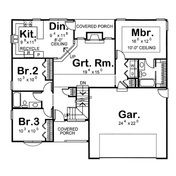 Traditional House Plan First Floor - Epley Country Home 026D-1796 - Search House Plans and More