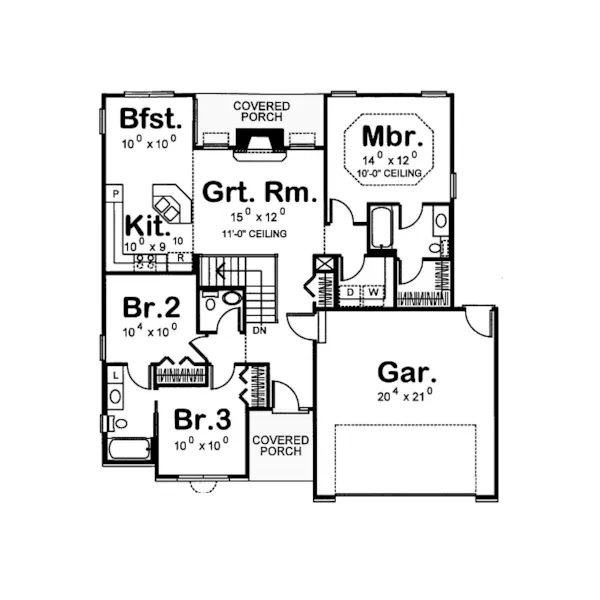 Traditional House Plan First Floor - Pryorsburg Ranch Home 026D-1814 - Shop House Plans and More