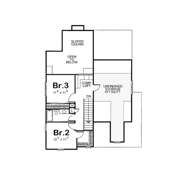 Traditional House Plan Second Floor - Sable Oaks Country Tudor Home 026D-1839 - Shop House Plans and More