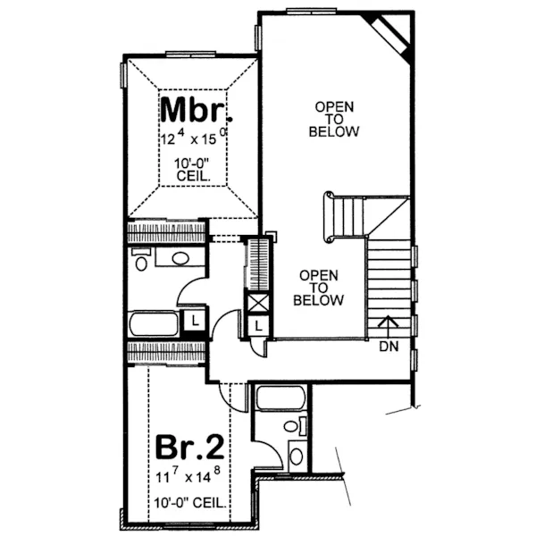 Craftsman House Plan Second Floor - Brewer Traditional Home 026D-1848 - Search House Plans and More