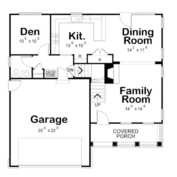 Craftsman House Plan First Floor - Carroll Creek Country Home 026D-1850 - Search House Plans and More