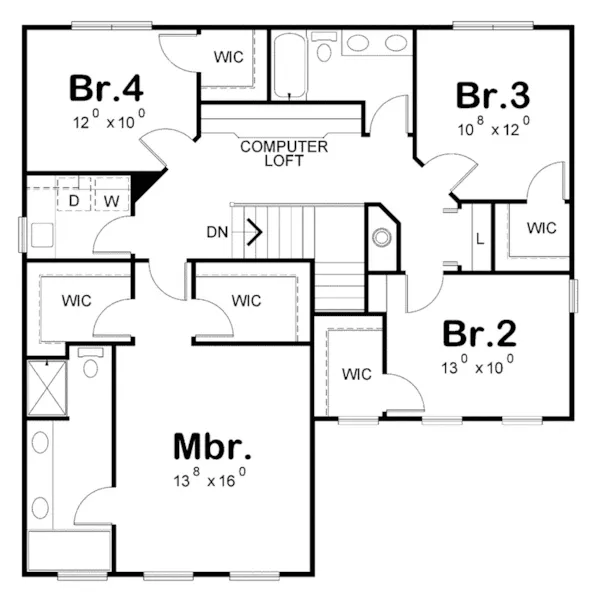 Craftsman House Plan Second Floor - Carroll Creek Country Home 026D-1850 - Search House Plans and More