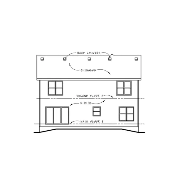 Craftsman House Plan Rear Elevation - Carroll Creek Country Home 026D-1850 - Search House Plans and More