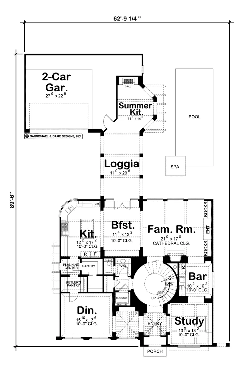Southwestern House Plan First Floor - 026D-1852 - Shop House Plans and More