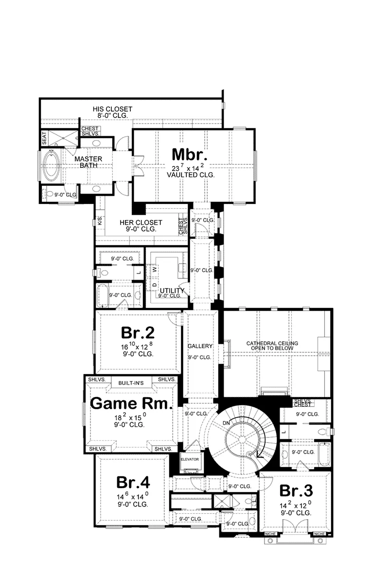 Southwestern House Plan Second Floor - 026D-1852 - Shop House Plans and More