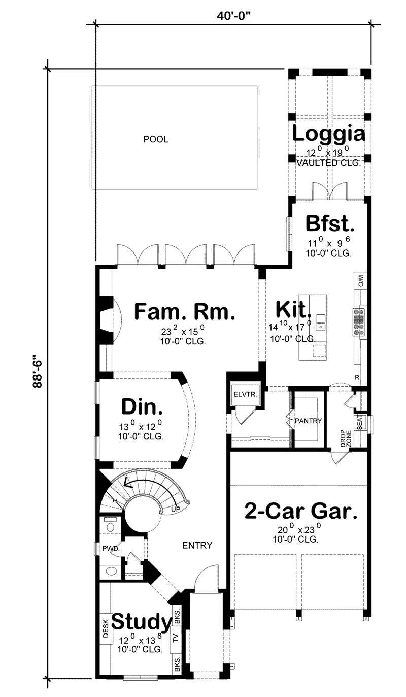 Country French House Plan First Floor - 026D-1853 - Shop House Plans and More