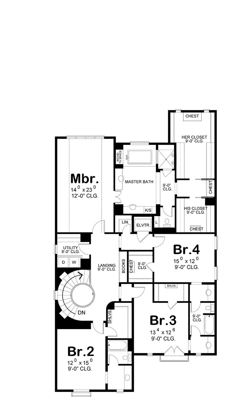 Country French House Plan Second Floor - Eldora Lane European Home 026D-1853 - Shop House Plans and More