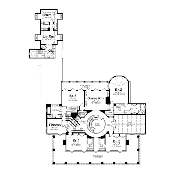 Southern Plantation House Plan Second Floor - Southern Comfort Luxury Home 026D-1856 - Shop House Plans and More