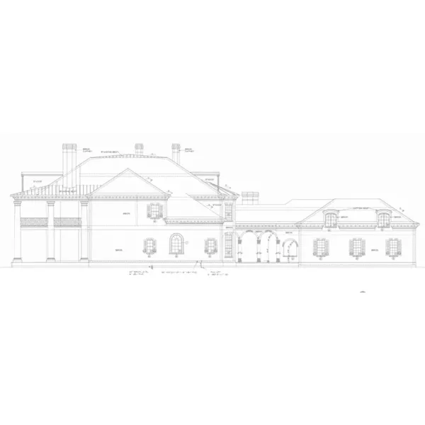 Southern Plantation House Plan Right Elevation - Southern Comfort Luxury Home 026D-1856 - Shop House Plans and More