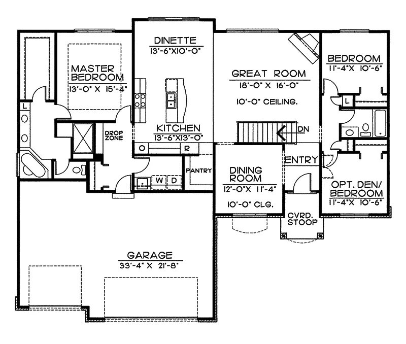 Ranch House Plan First Floor - 026D-1859 - Shop House Plans and More