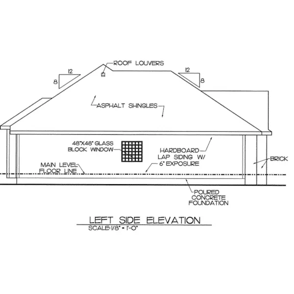 Traditional House Plan Left Elevation - Montpillier Ranch Home 026D-1859 - Shop House Plans and More