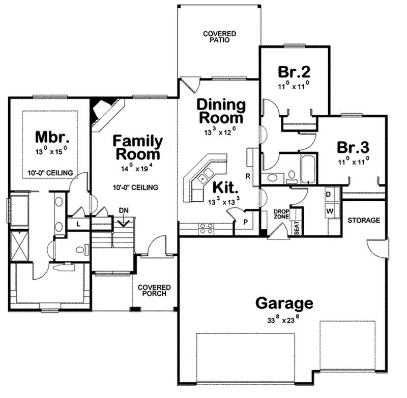 Tudor House Plan First Floor - Spencer Trail Prairie Home 026D-1862 - Shop House Plans and More
