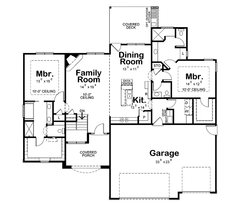 Ranch House Plan First Floor - 026D-1864 - Shop House Plans and More