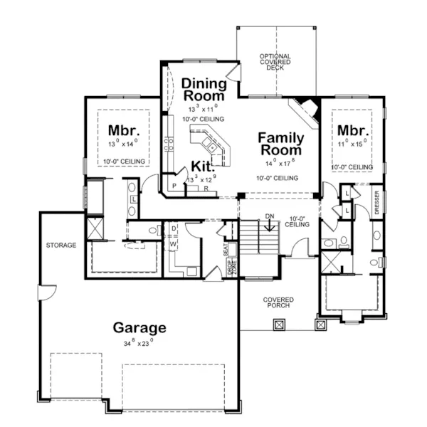 Ranch House Plan First Floor - 026D-1865 - Shop House Plans and More