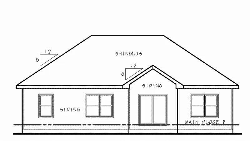 Ranch House Plan Rear Elevation - 026D-1867 - Shop House Plans and More