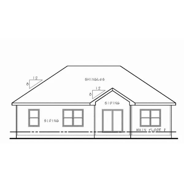 Ranch House Plan Rear Elevation - 026D-1867 - Shop House Plans and More