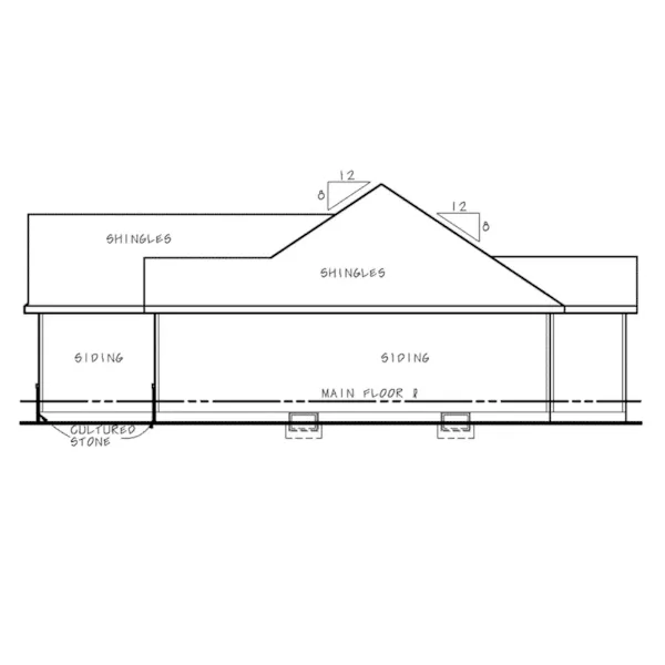 Ranch House Plan Right Elevation - 026D-1867 - Shop House Plans and More