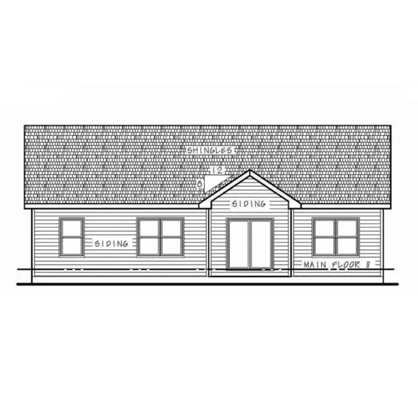 Ranch House Plan Rear Elevation - 026D-1868 - Shop House Plans and More