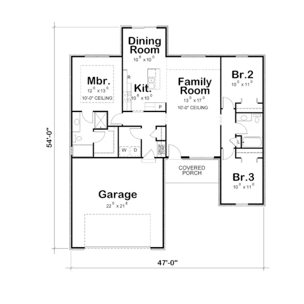 Ranch House Plan First Floor - 026D-1869 - Shop House Plans and More