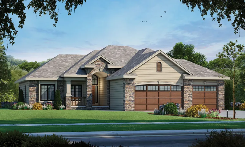 European House Plan Front of Home - Ruggeri Rustic Ranch Home 026D-1871 - Shop House Plans and More