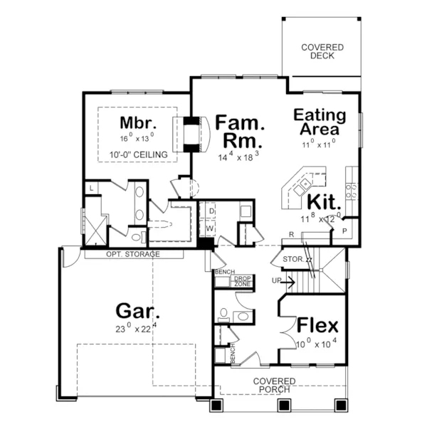 Ranch House Plan First Floor - Colley Craftsman Home 026D-1876 - Search House Plans and More