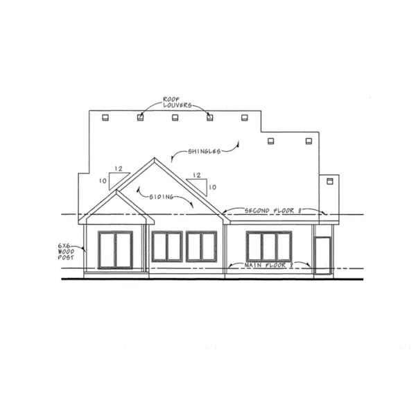 Ranch House Plan Rear Elevation - Colley Craftsman Home 026D-1876 - Search House Plans and More