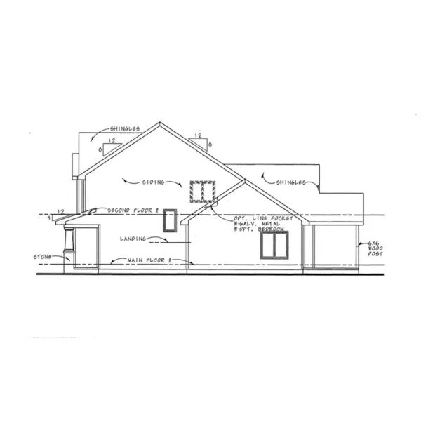 Ranch House Plan Right Elevation - Colley Craftsman Home 026D-1876 - Search House Plans and More