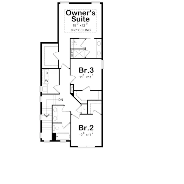 Traditional House Plan Second Floor - 026D-1883 - Shop House Plans and More