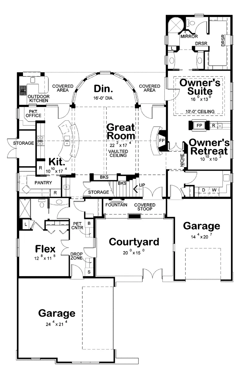 Rustic House Plan First Floor - Dornewood Rustic Prairie Home 026D-1885 - Search House Plans and More