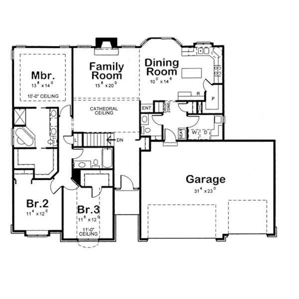 Rustic House Plan First Floor - Johnston Ranch Home 026D-1889 - Search House Plans and More