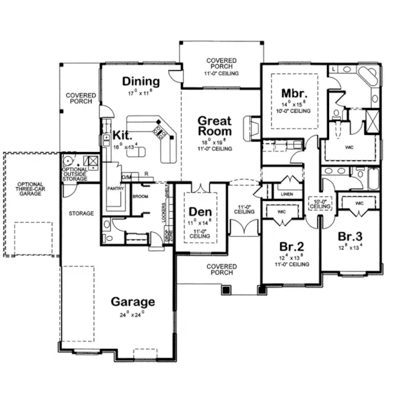 Traditional House Plan First Floor - Roberts Mill Traditional Ranch Home 026D-1890 - Shop House Plans and More