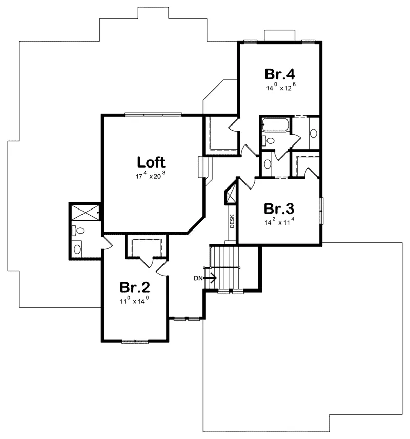 European House Plan Second Floor - Iberville Two-Story Home 026D-1896 - Shop House Plans and More