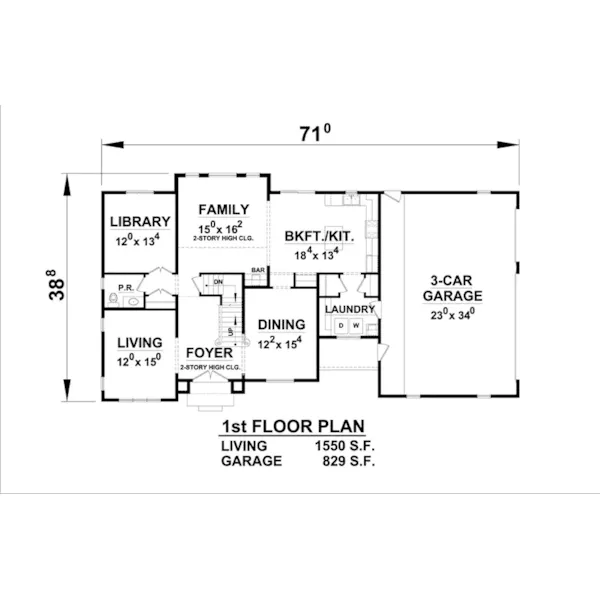 Country French House Plan First Floor - Brown Point Two-Story Home 026D-1898 - Shop House Plans and More