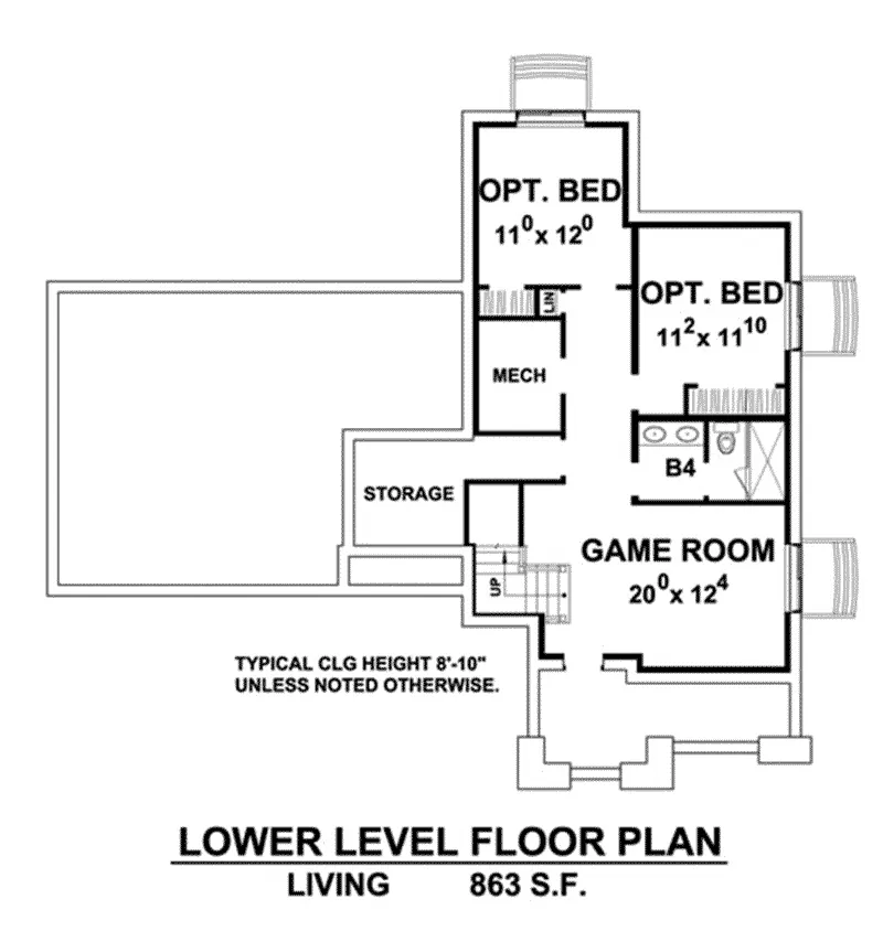 Craftsman House Plan Lower Level Floor - Koberg Craftsman Home 026D-1901 - Search House Plans and More
