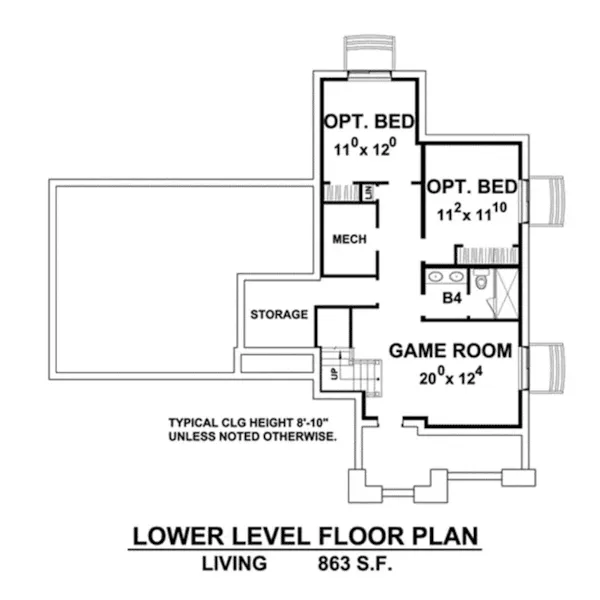 Country House Plan Lower Level Floor - Koberg Craftsman Home 026D-1901 - Search House Plans and More