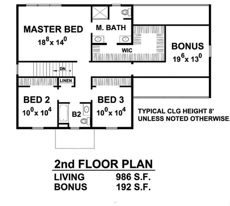Traditional House Plan Second Floor - 026D-1902 - Shop House Plans and More